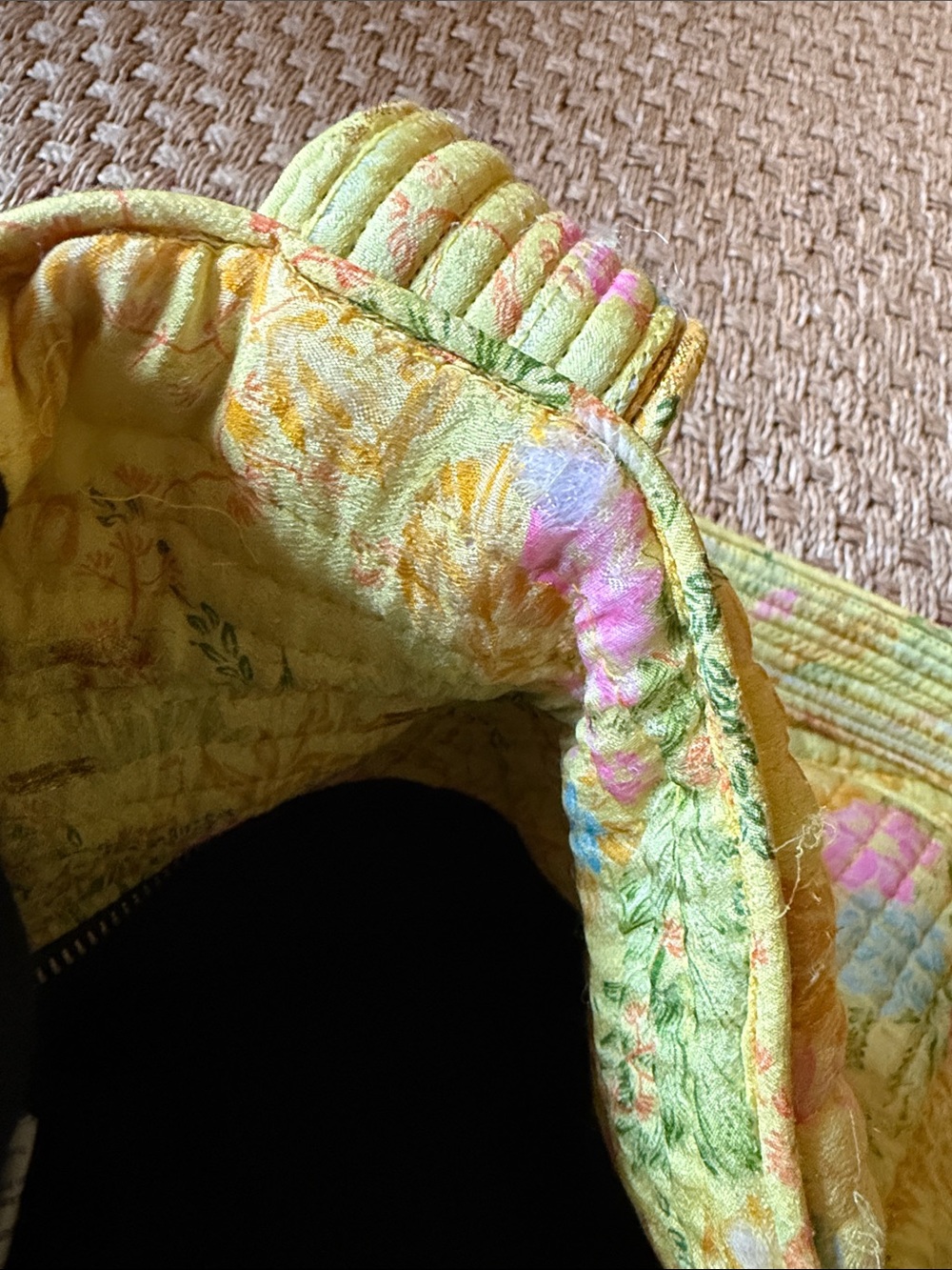 Anthropologie Sissel Edelbo Yellow Quilted Floral Tote - Picture 12 of 16